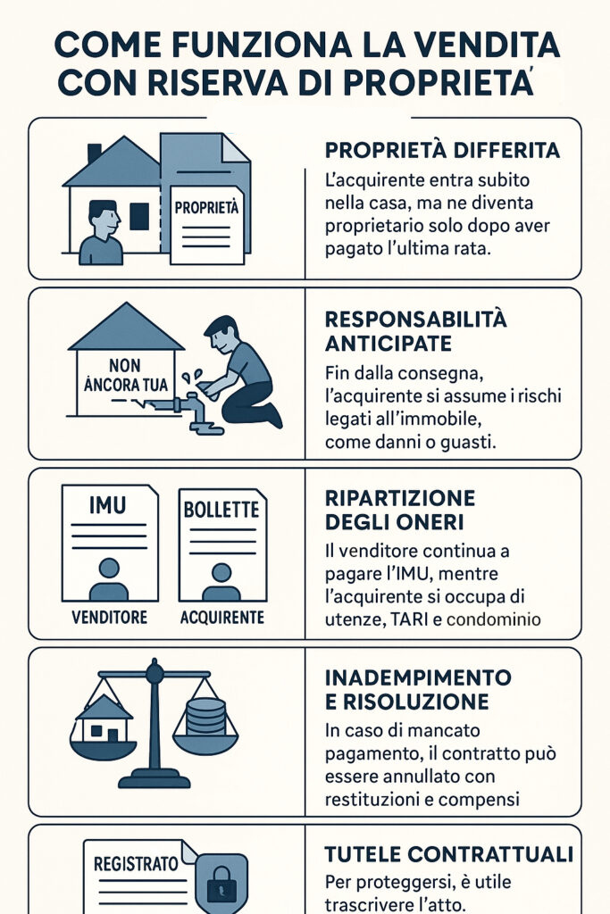 Infografica che illustra come funziona la vendita con riserva di proprietà