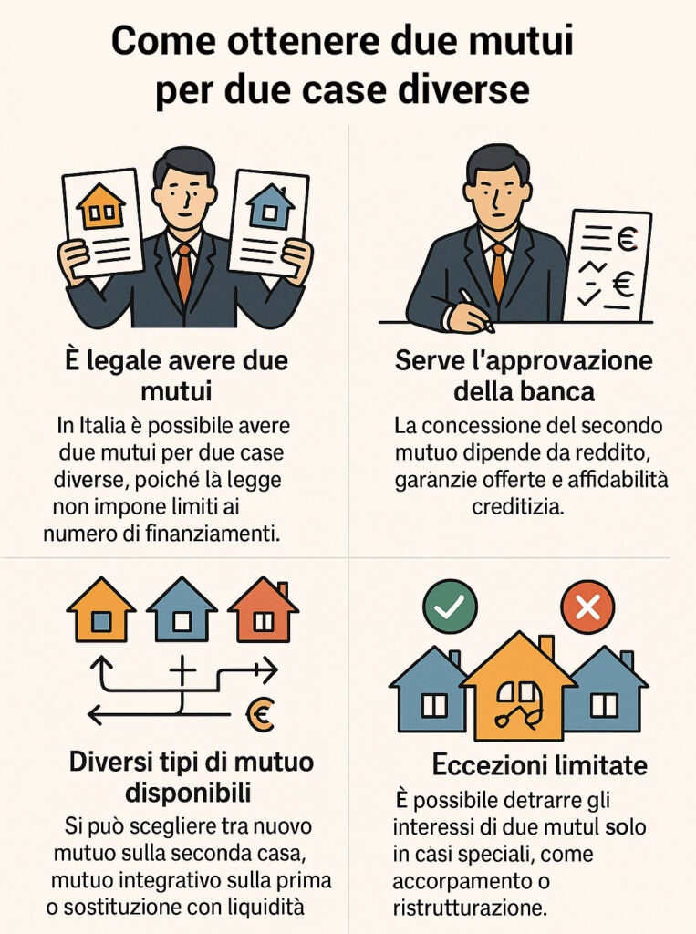 Infografica che illustra come ottenere due mutui per case diverse