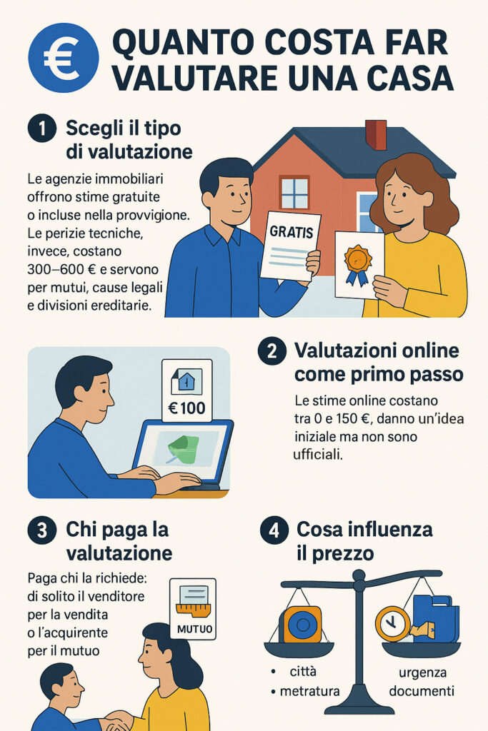 Infografica che illustra quanto costa far valutare una casa