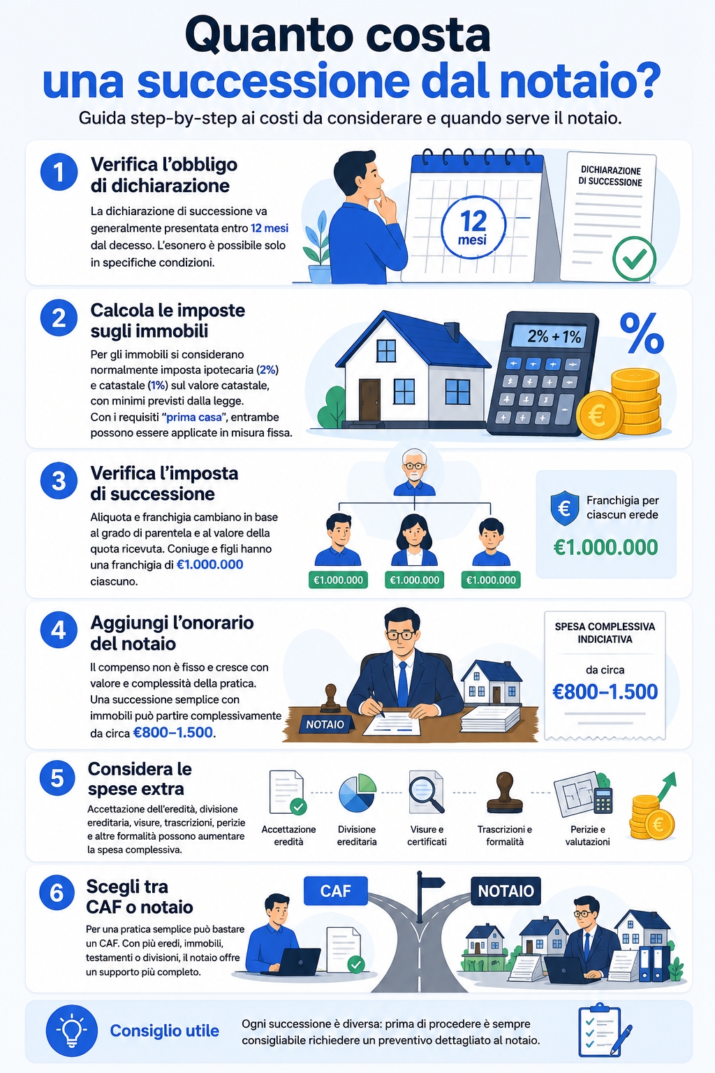 Infografica che illustra quanto costa la successione dal notaio