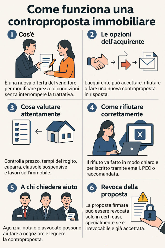 Infografica che illustra come funziona una controproposta immobiliare