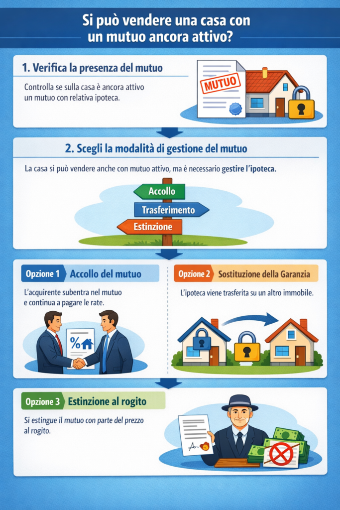 Infografica che illustra come vendere casa con un mutuo ancora attivo