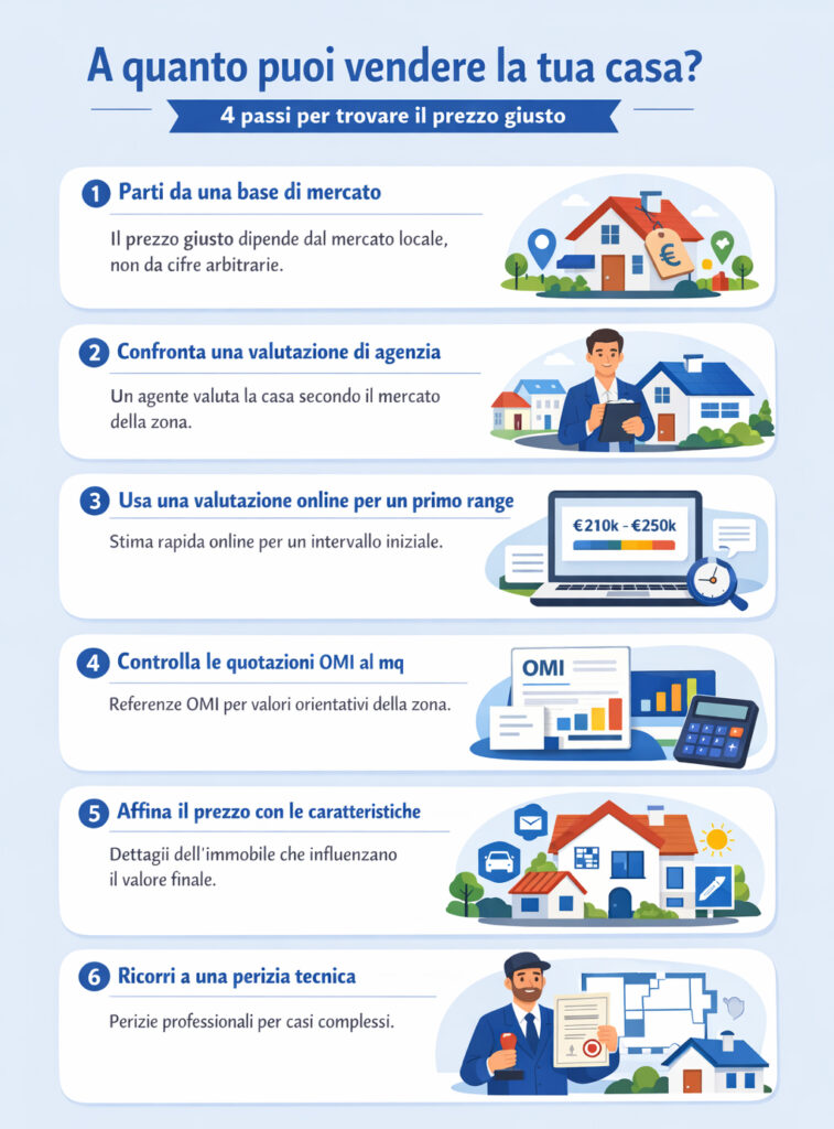 Infografica che illustra come decidere il prezzo di vendita della casa