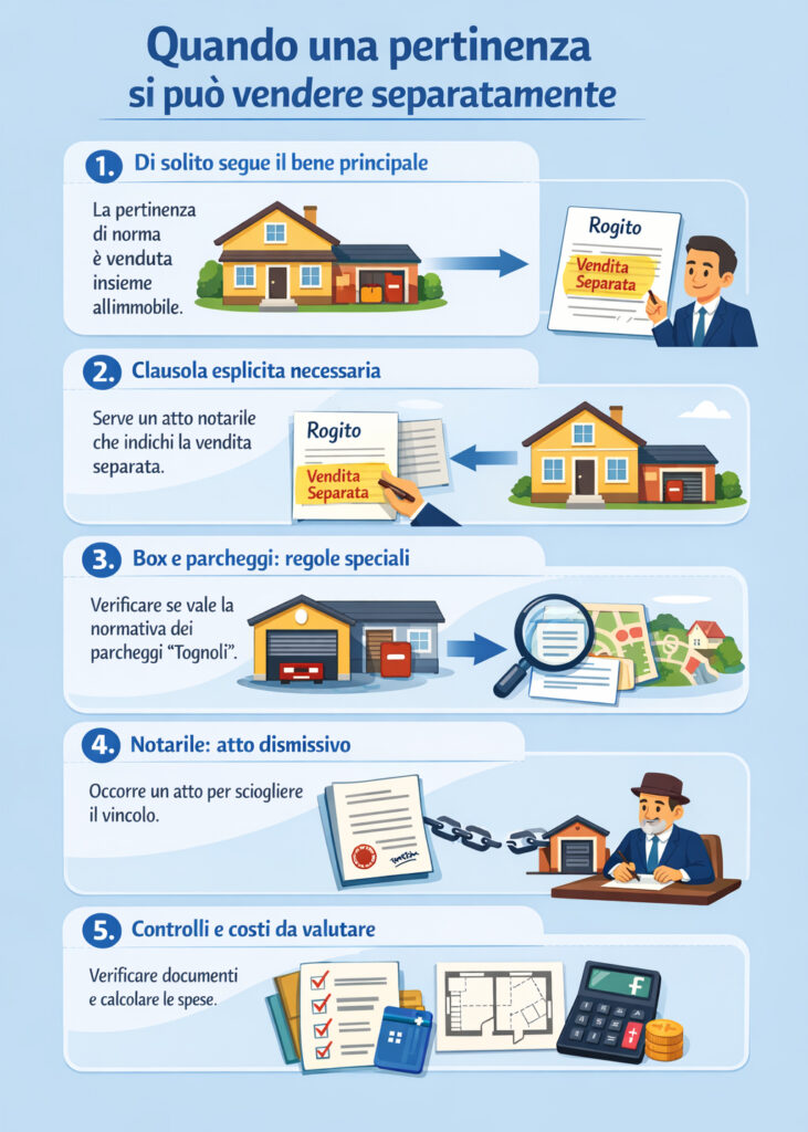 Infografica che illustra quando si può vendere separatamente una pertinenza