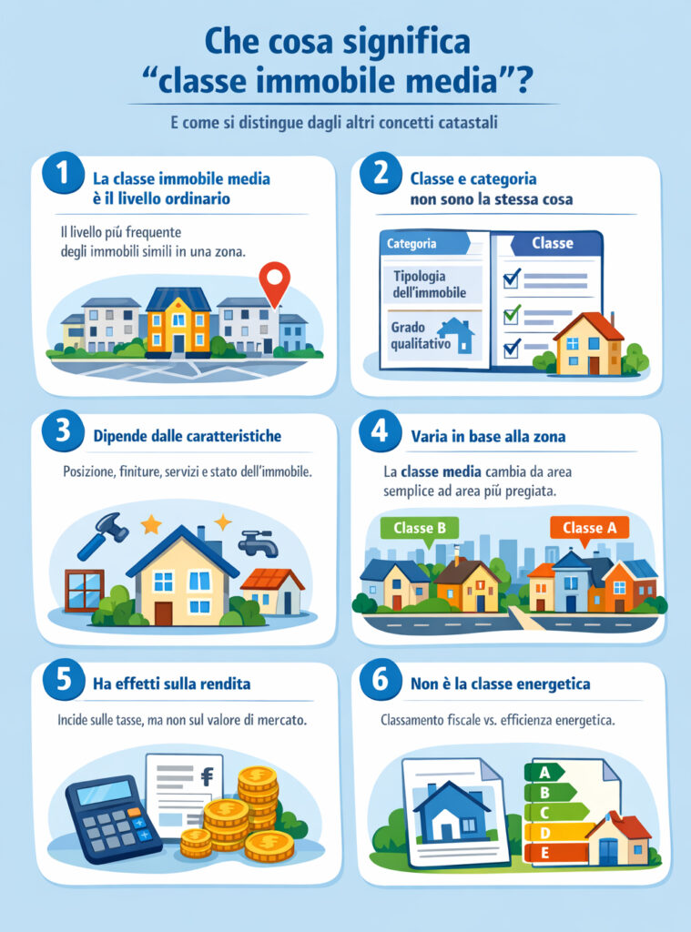 Infografica che spiega cosa significa classe immobile media