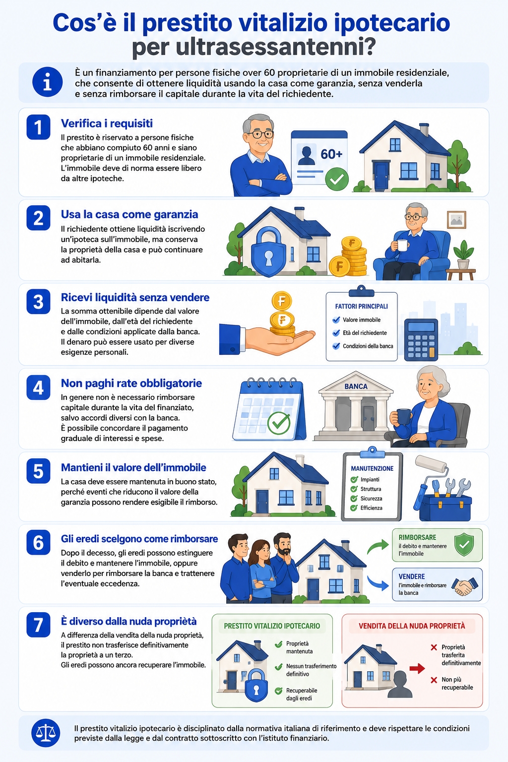 Infografica che spiega come funziona il vitalizio ipotecario per ultrasessantenni