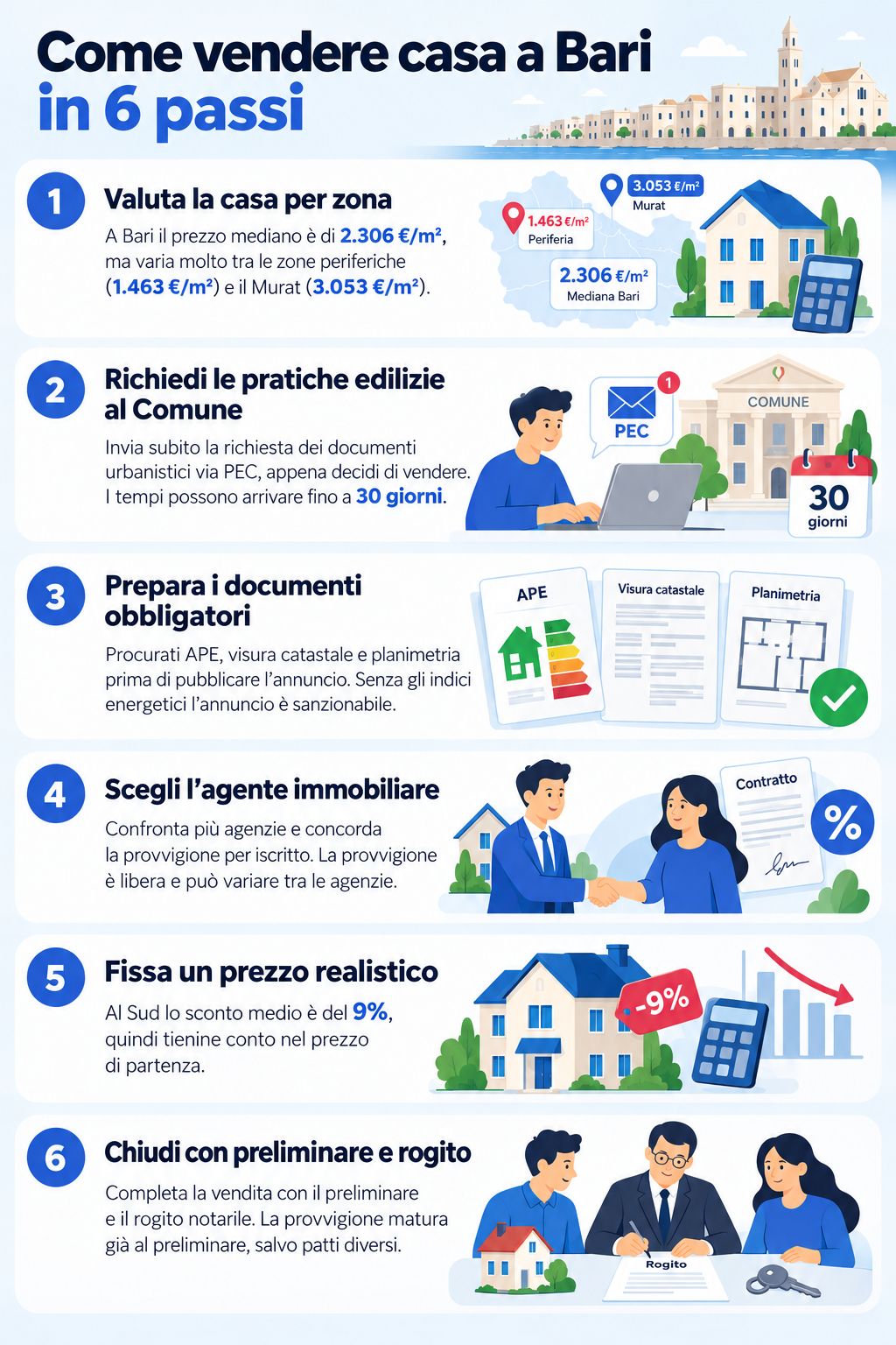 Infografica che offre un'idea su come vendere casa a Bari