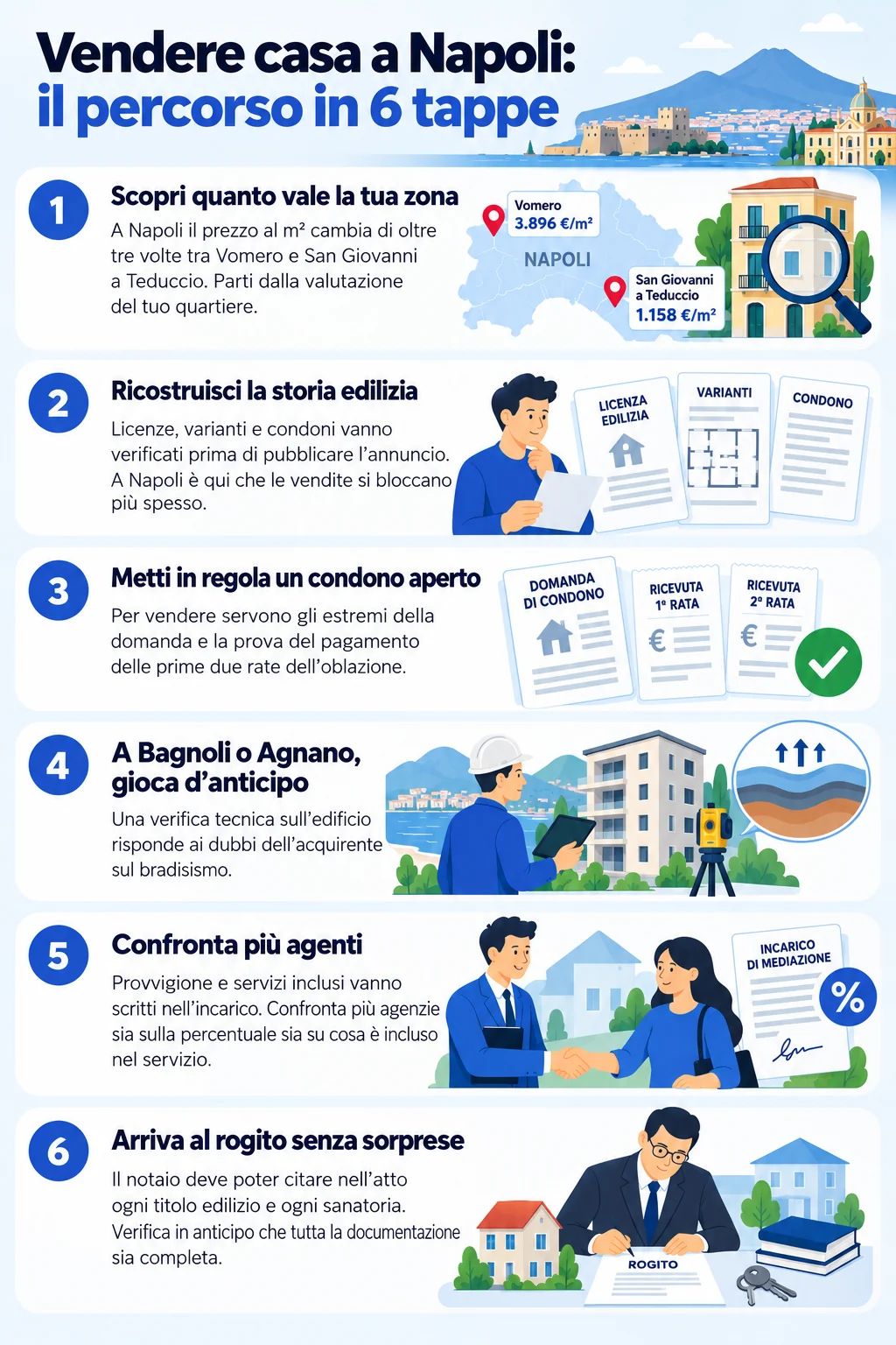Infografica che illustra come vendere casa a Napoli